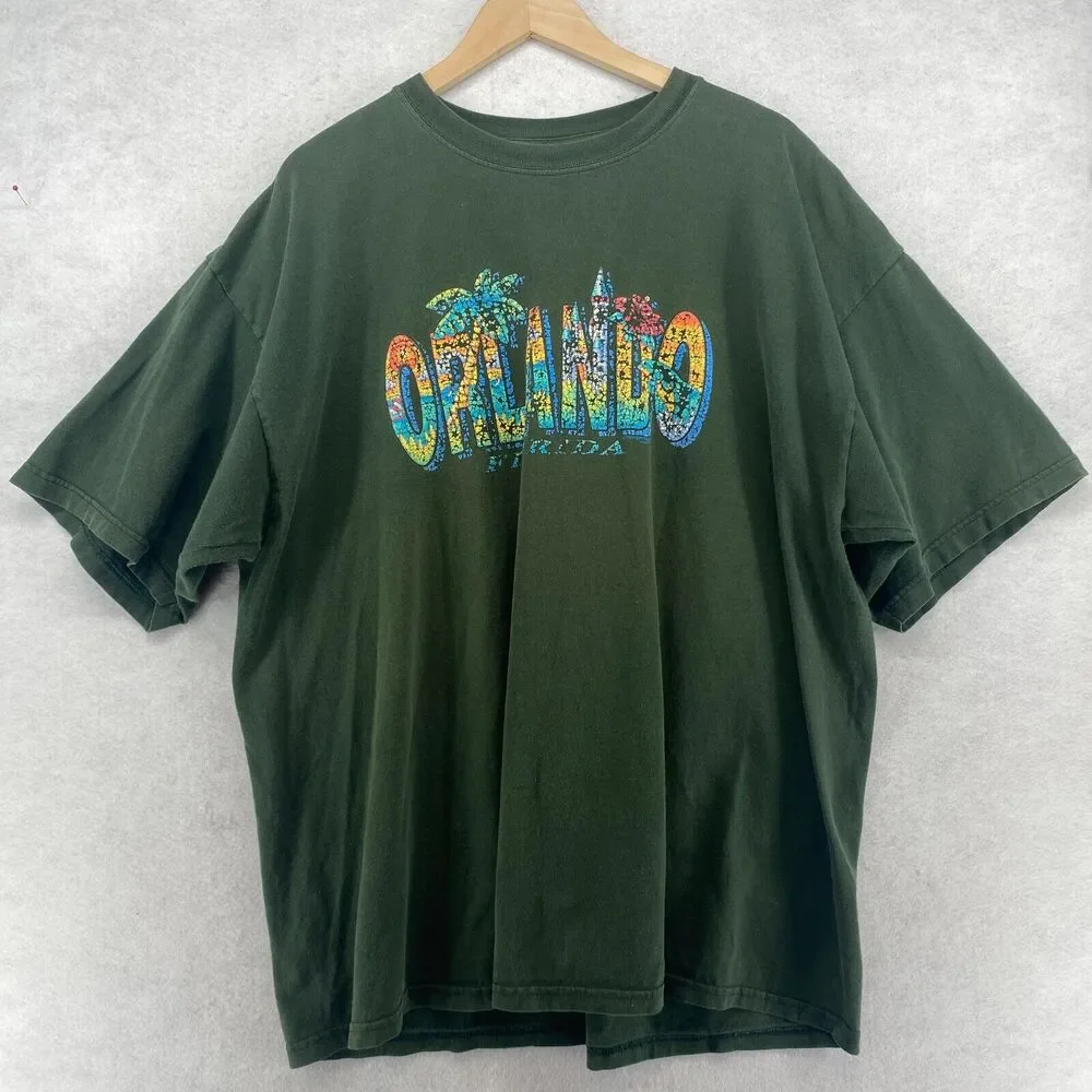 ORLANDO FLORIDA Shirt Mens 2XL F&M EXPRESSIONS Short Sleeve Jersey Cotton Green